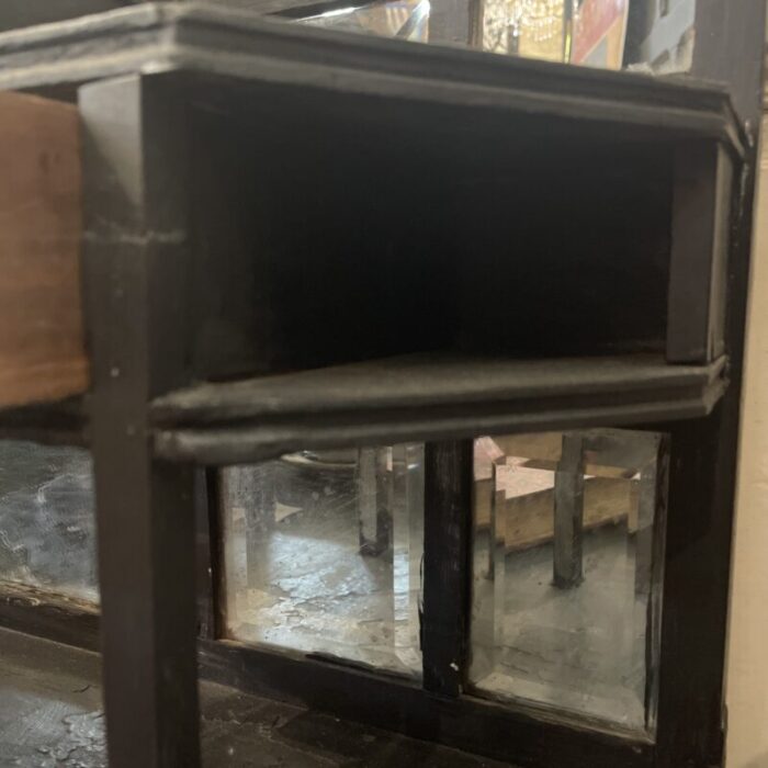 late 19th century french ornate dressing table with beveled mirrors and dark paint brass hardware 1340