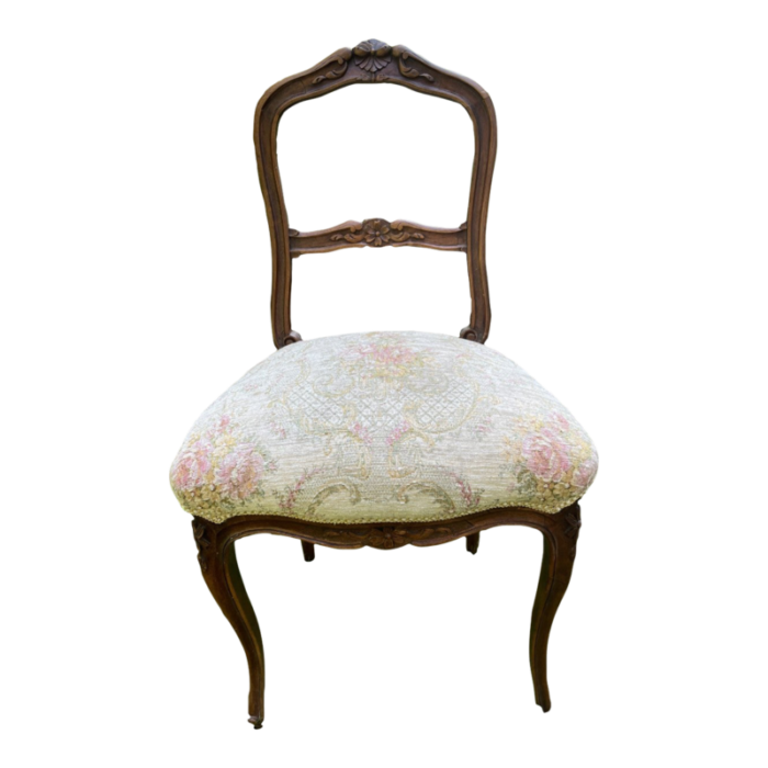 late 19th century french provincial hand carved small side chair in walnut 0821