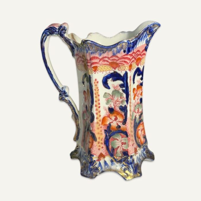 late 19th century gold lusterware imari palette english soft paste pitcher 1473