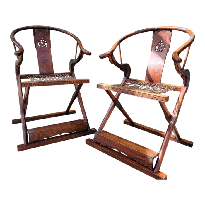 late 19th century pair of huanghuali horseshoe back folding armchair early qing dynasty 0026