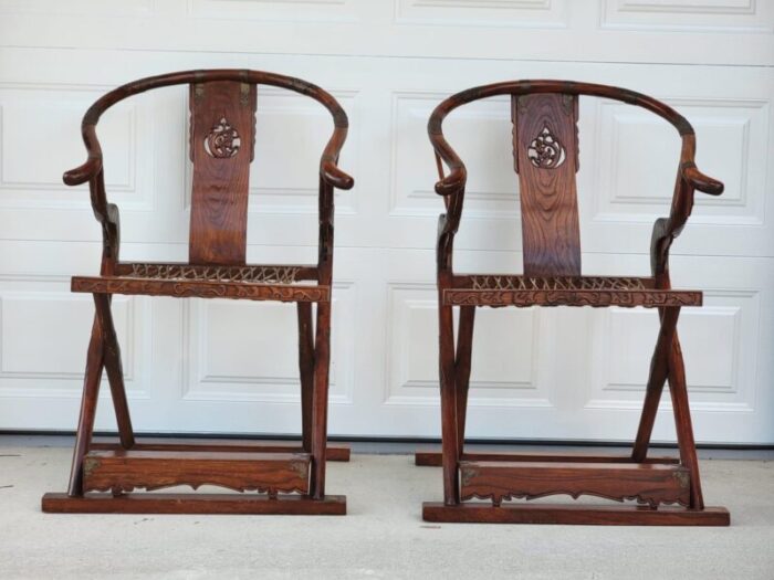 late 19th century pair of huanghuali horseshoe back folding armchair early qing dynasty 7626