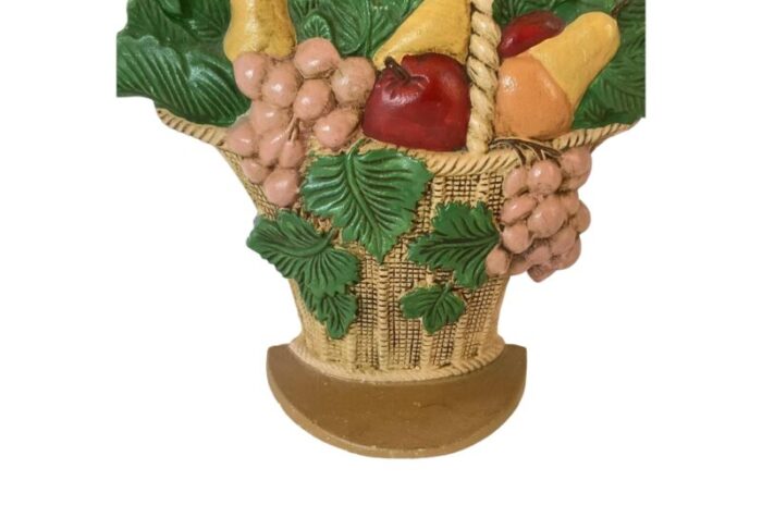 late 20th century basket of fruit painted vintage cast iron doorstop 9748