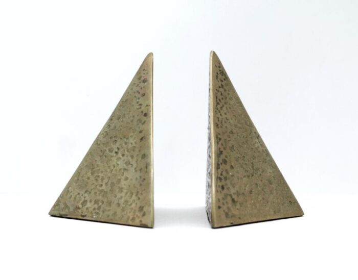 late 20th century brass pyramid bookends a pair 0863