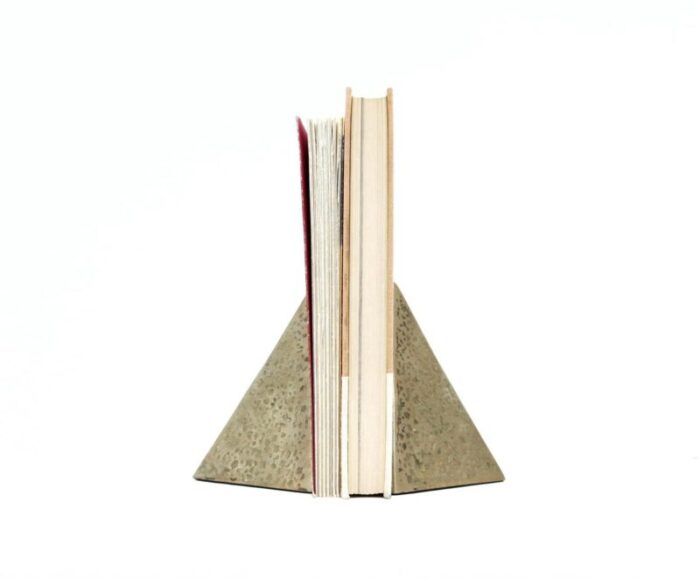 late 20th century brass pyramid bookends a pair 0889