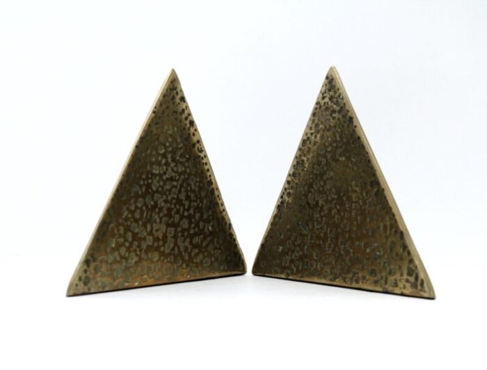 late 20th century brass pyramid bookends a pair 0982