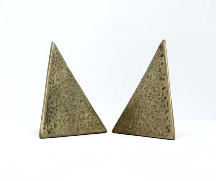 late 20th century brass pyramid bookends a pair 1633