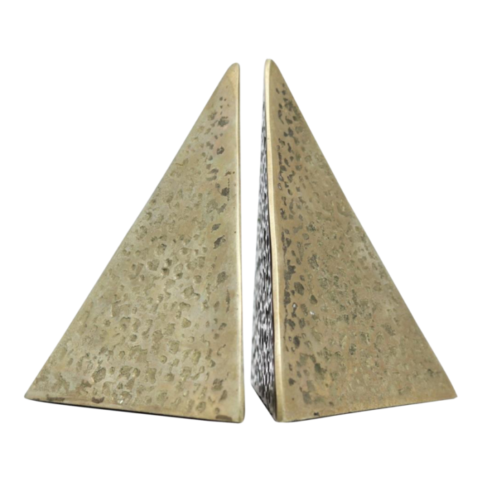 late 20th century brass pyramid bookends a pair 9454