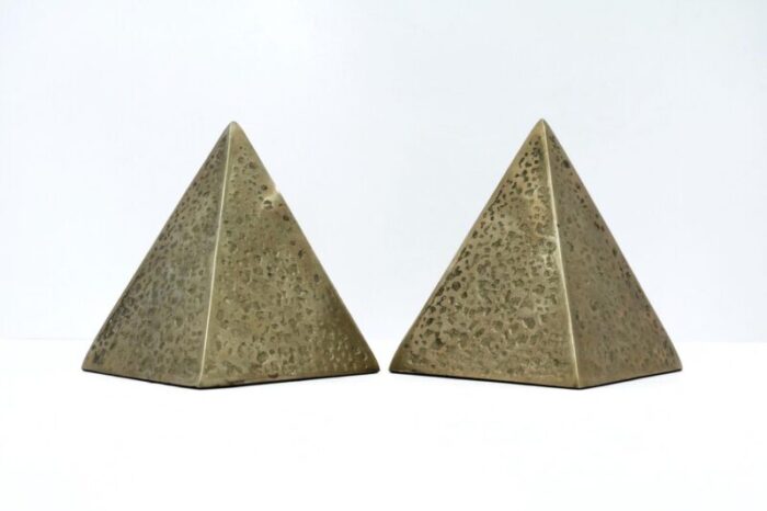 late 20th century brass pyramid bookends a pair 9570