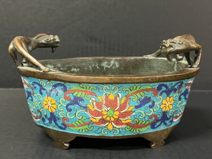 late 20th century chinese art bronze and cloisonne enamel incense burner 2188