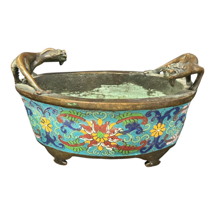 late 20th century chinese art bronze and cloisonne enamel incense burner 6561