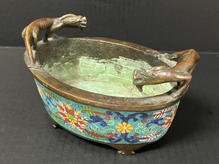 late 20th century chinese art bronze and cloisonne enamel incense burner 7822