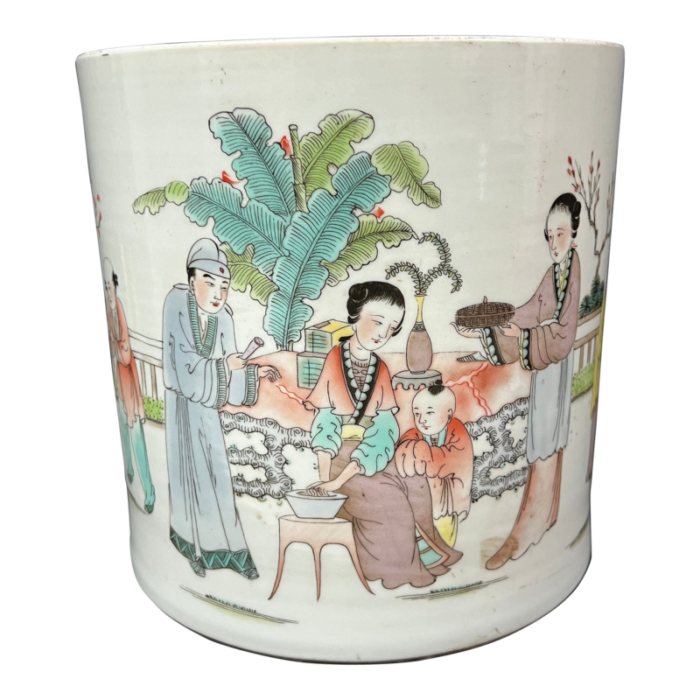 late 20th century chinese art famille rose porcelain brush pot 3522