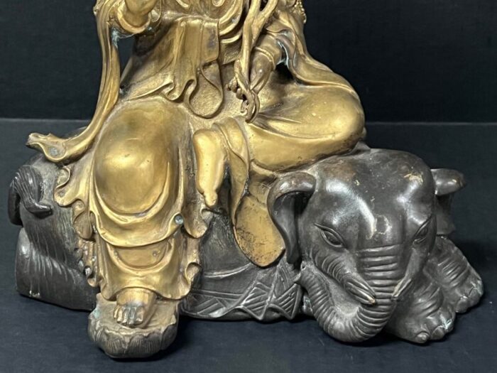 late 20th century chinese art pair of gold gilt bronze quan yin sculpture 7755