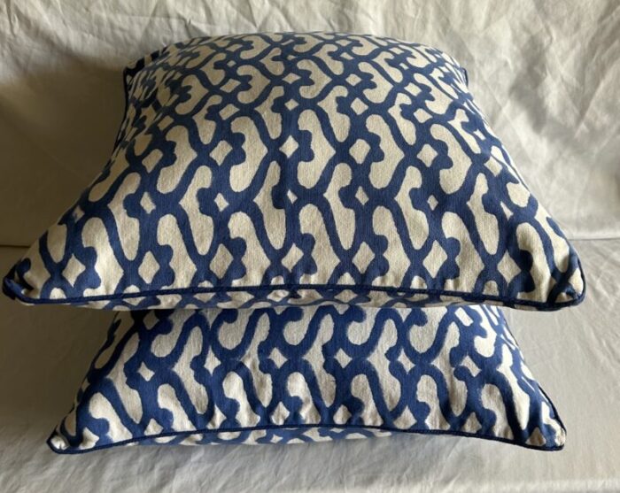 late 20th century coastal chic blue and white cotton throw pillow covers a pair 2018