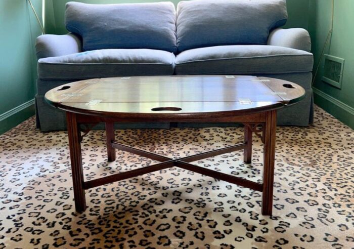 late 20th century english mahogany campaign style butlers drop leaf coffee table 2854