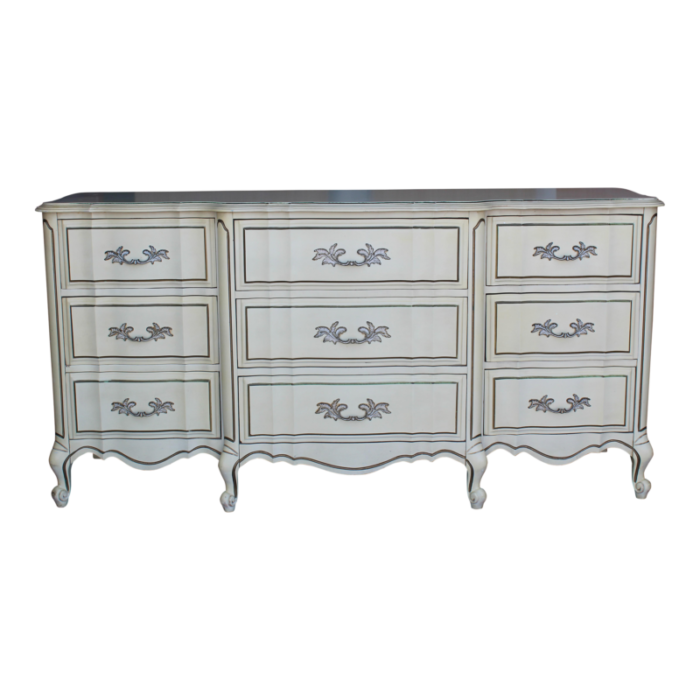 late 20th century french style cream dresser of nine drawers 5378