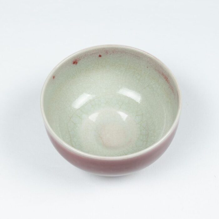 late 20th century korean porcelain cinnabar chawan 1248