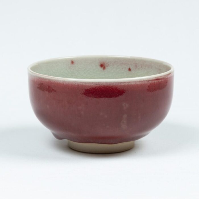 late 20th century korean porcelain cinnabar chawan 2967