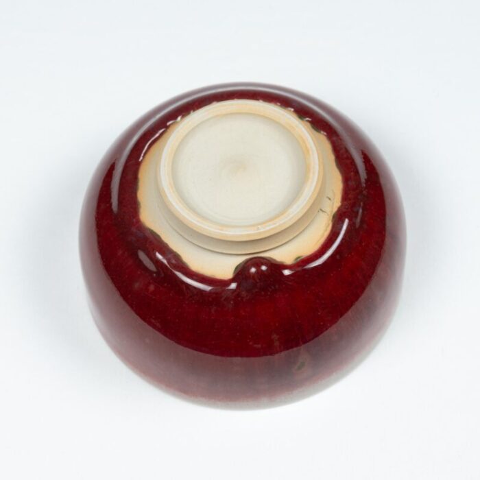 late 20th century korean porcelain cinnabar chawan 9505