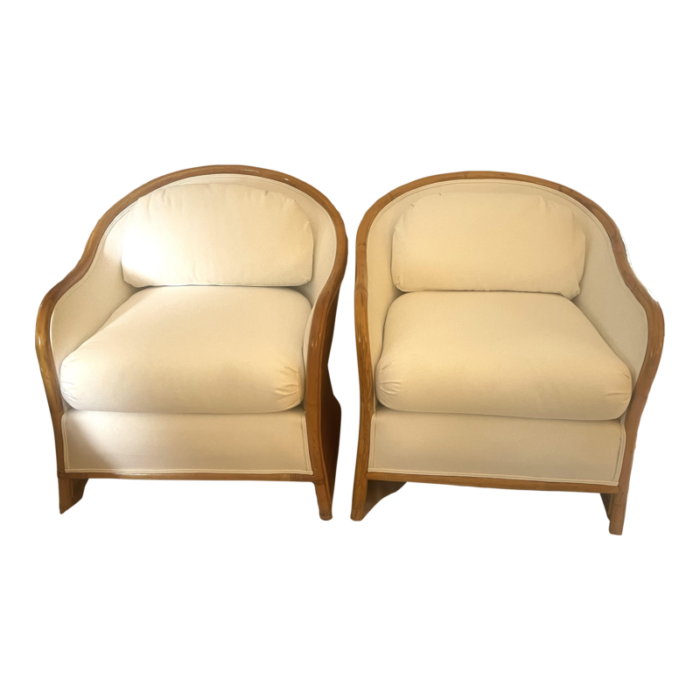 late 20th century mid century modern pencil reed club chairs set of 2 0502