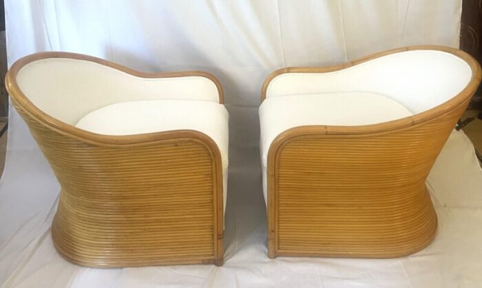 late 20th century mid century modern pencil reed club chairs set of 2 5481