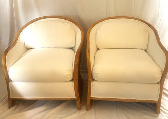 late 20th century mid century modern pencil reed club chairs set of 2 5940