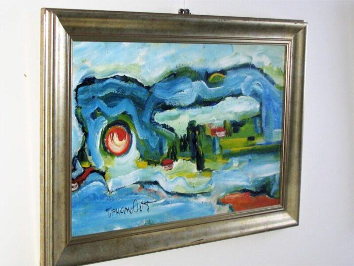 late 20th century painting seascape oil on canvas framed 1003