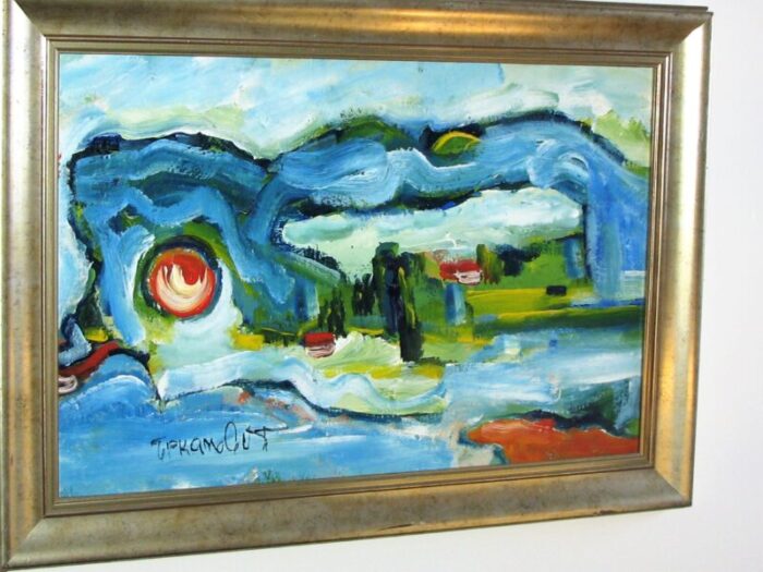 late 20th century painting seascape oil on canvas framed 2118