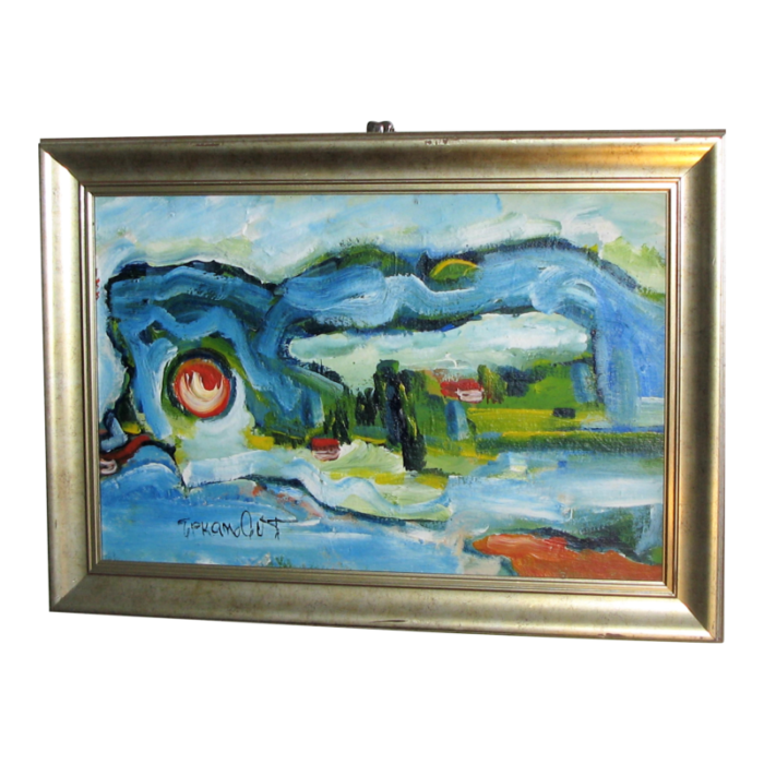 late 20th century painting seascape oil on canvas framed 5175