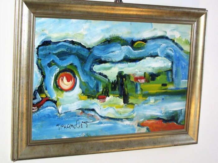 late 20th century painting seascape oil on canvas framed 7300