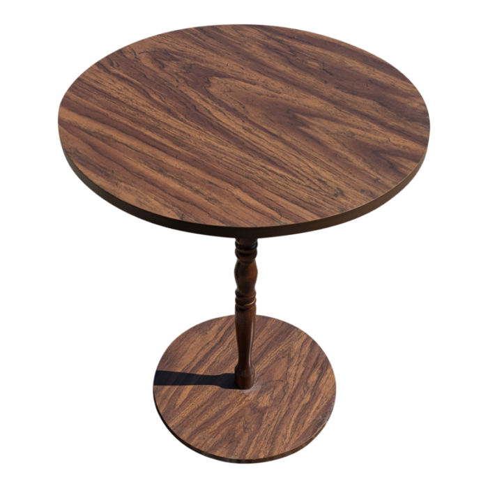 late 20th century pedestal round wooden side table 7507