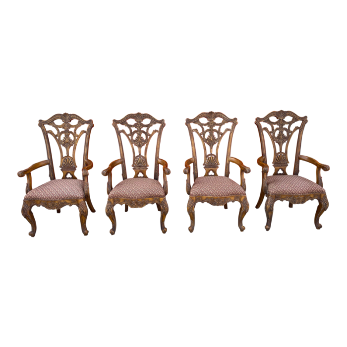 late 20th century set of 4 antique chippendale arm chairs 0598