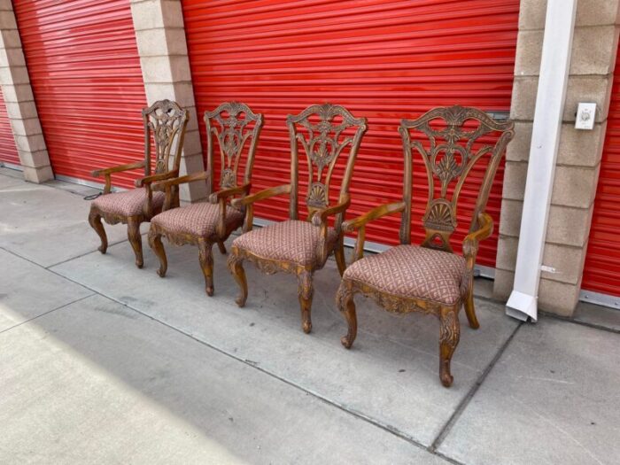 late 20th century set of 4 antique chippendale arm chairs 1700