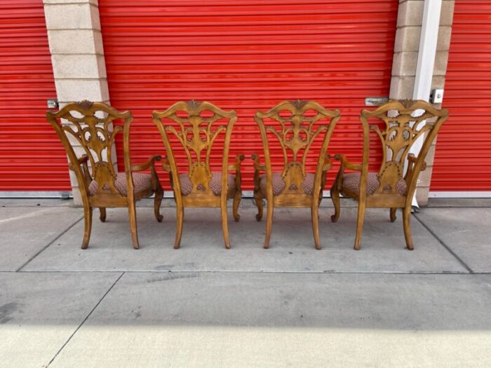 late 20th century set of 4 antique chippendale arm chairs 1984