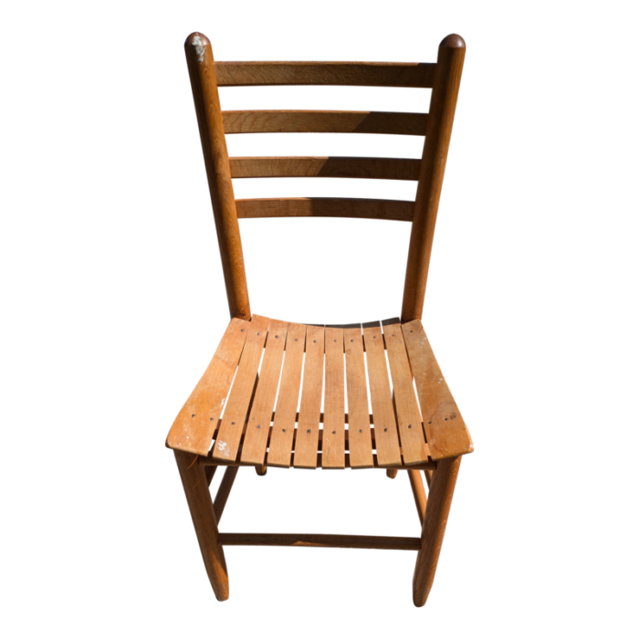 late 20th century slat seeded oak ladder back chair 3228