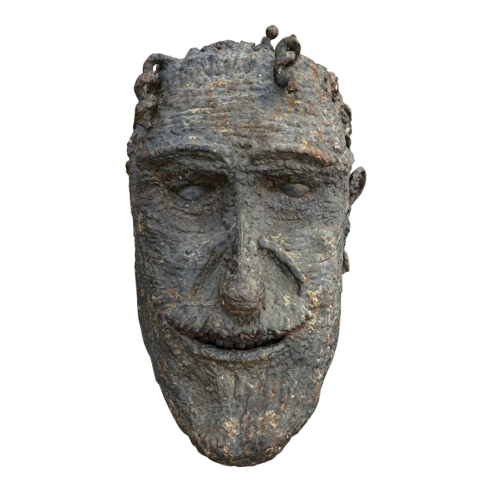 late 20th century smiling man iron sculpture 2508