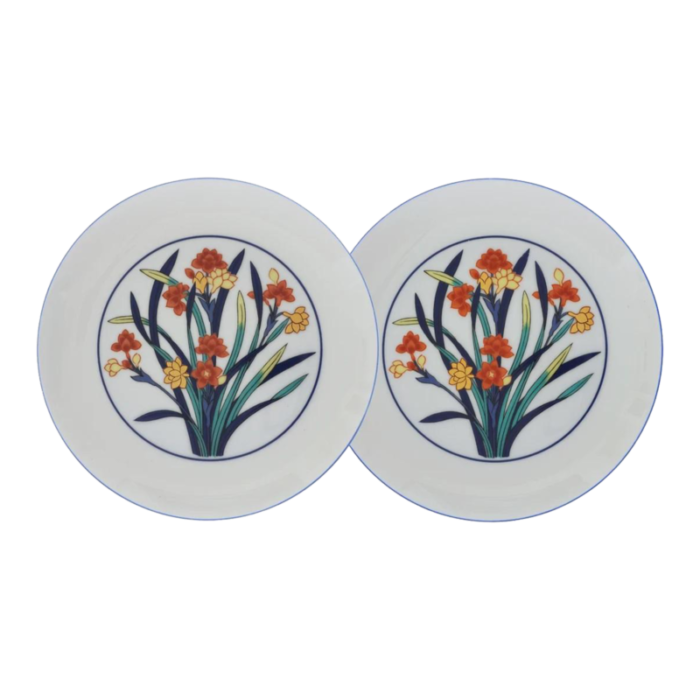 late 20th century tiffany and co signed porcelain wall plates floral cabinet plate a pair 7896