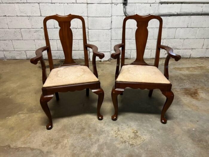 late 20th century vintage henkel harris furniture eight queen anne style black cherry dining chairs set of 8 1811