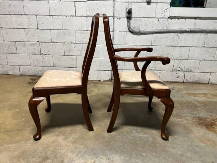 late 20th century vintage henkel harris furniture eight queen anne style black cherry dining chairs set of 8 2040