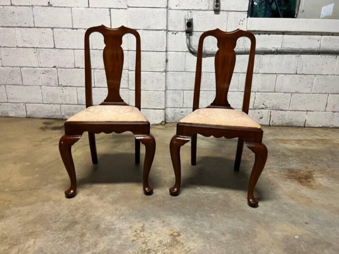 late 20th century vintage henkel harris furniture eight queen anne style black cherry dining chairs set of 8 7195