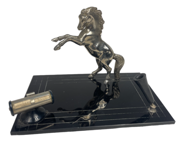 liberty pen holder with horse statue 1920s 6616