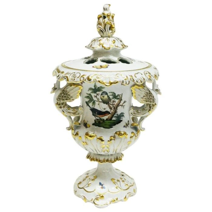 lidded vase with swan handles from herend rothschild 1