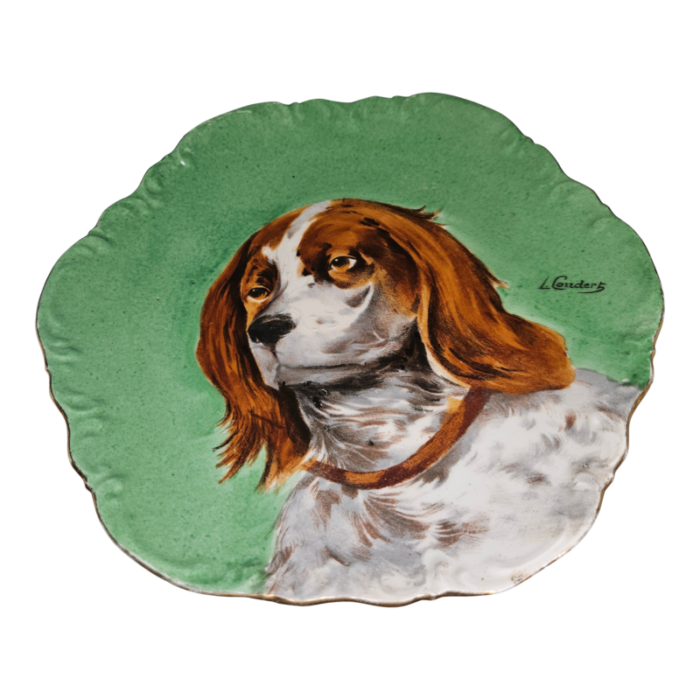 limoges coronet hunting dog plate reproduction hand painted signed 6598