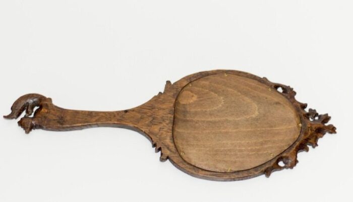 louis xv style carved oakwood hand mirror 10