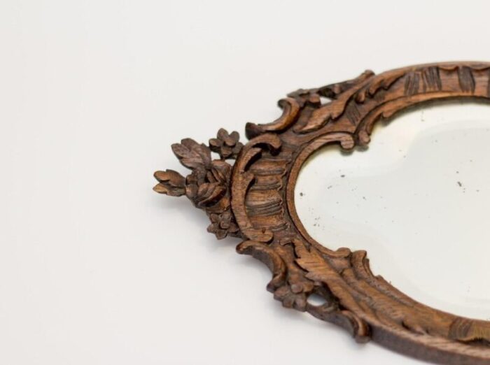 louis xv style carved oakwood hand mirror 7