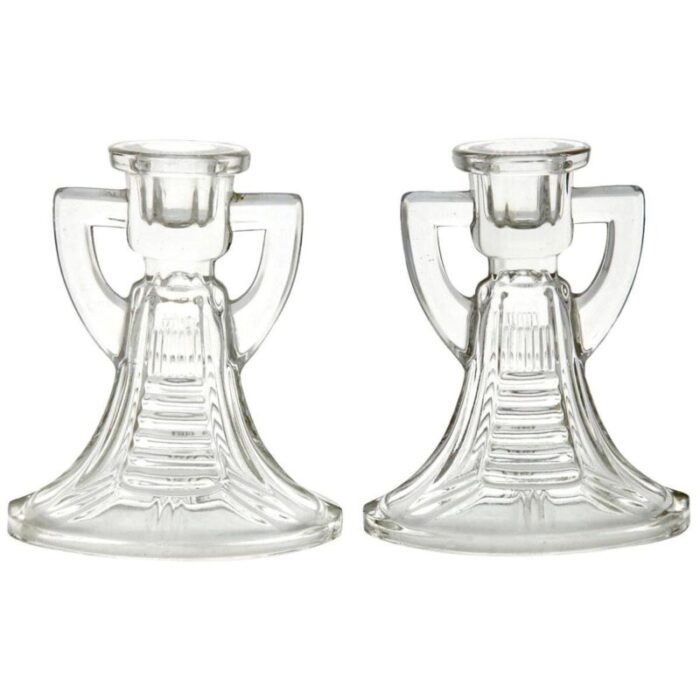 luxval victoria candlesticks by graffart delvenne for val saint lambert set of 2 1