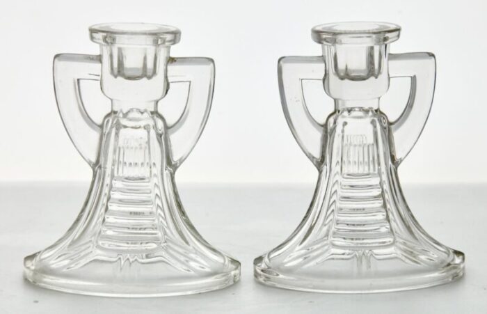 luxval victoria candlesticks by graffart delvenne for val saint lambert set of 2 3