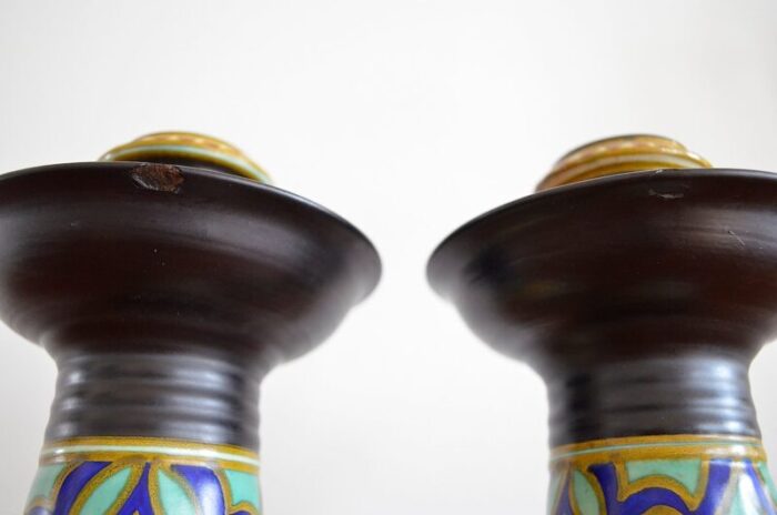 madeleine candlestick by gouda holland 1930s set of 2 8