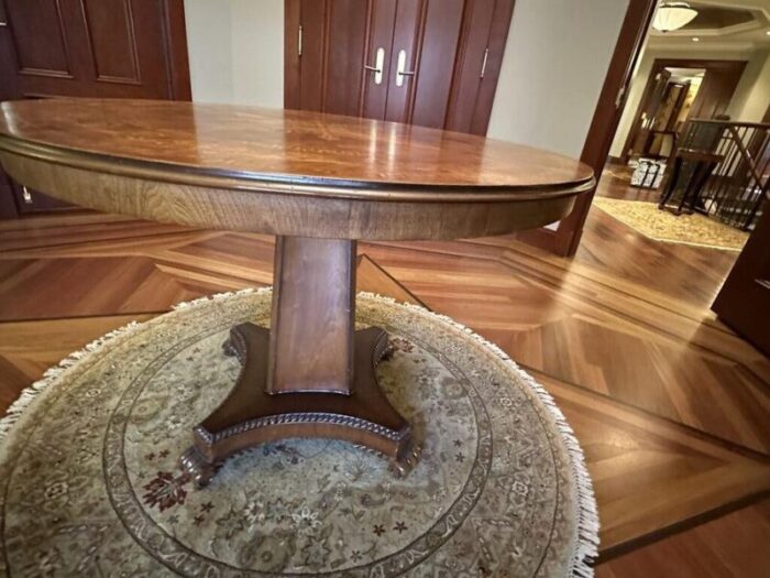 marquetry hall table with stunning inlay top 5125