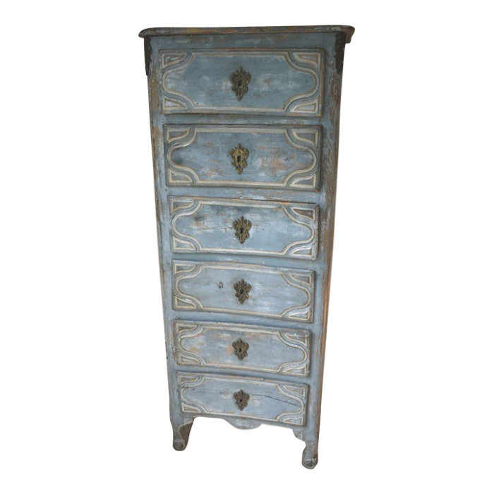 marvelous blue and white painted 18 century louis xv semainier 0016